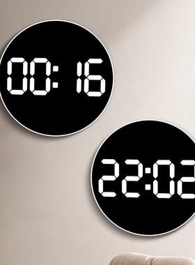 0寸简约圆形AAJLED挂钟客厅多度功能电温子时钟静音湿有农历16630