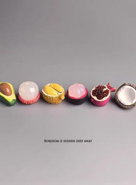 创意ins摆个拨开水果治愈心情仿真小摆件电脑日式工位办公桌面