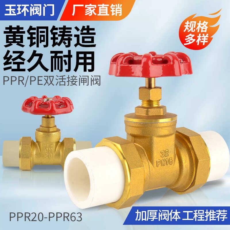 全铜闸阀ppr管PE管自来水管阀门开关4分20管6分25双活接1寸32热熔