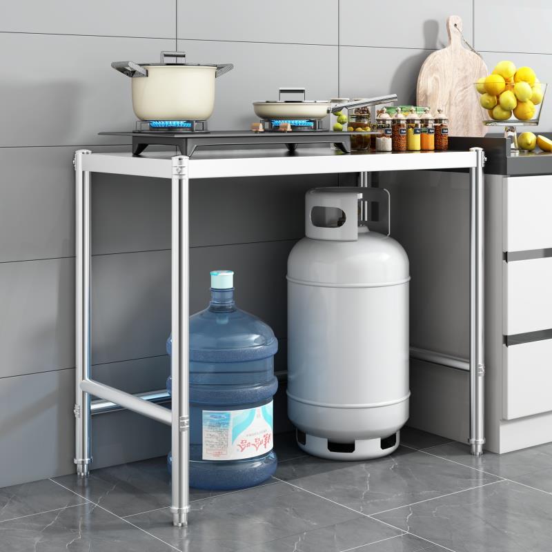 单层煤气灶支架厨房不锈钢置物架桌面1层加固微波炉收纳架子家用