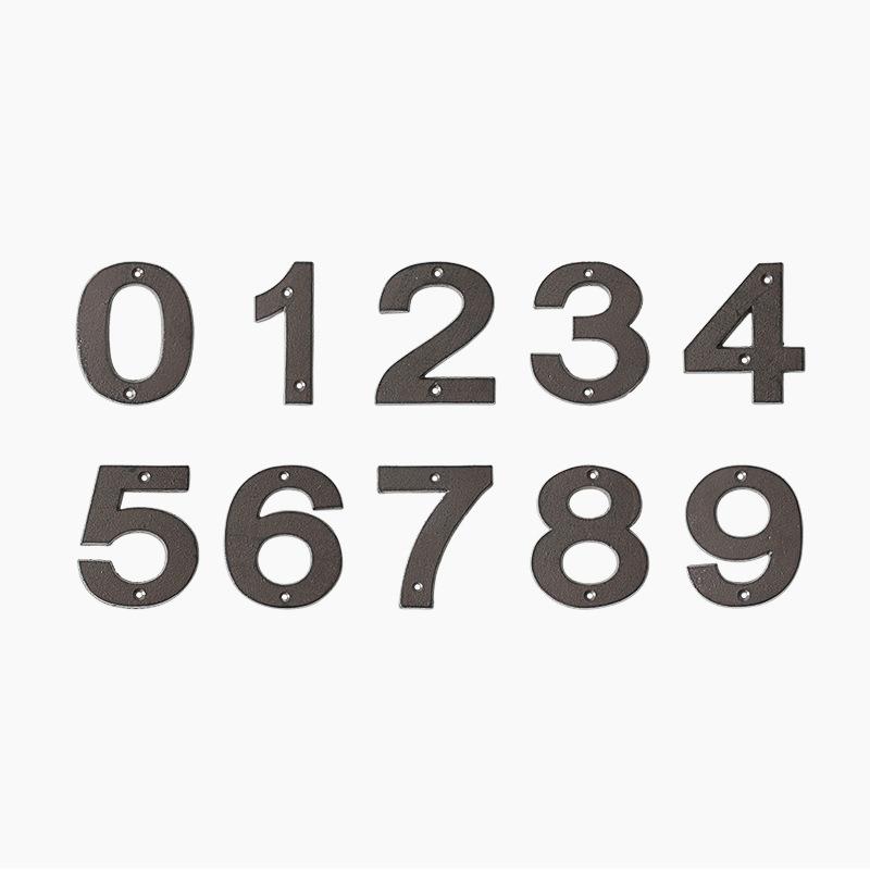 美式乡村大号宽板棕锈铸铁数字门牌电话号码组合家用标识牌带螺丝