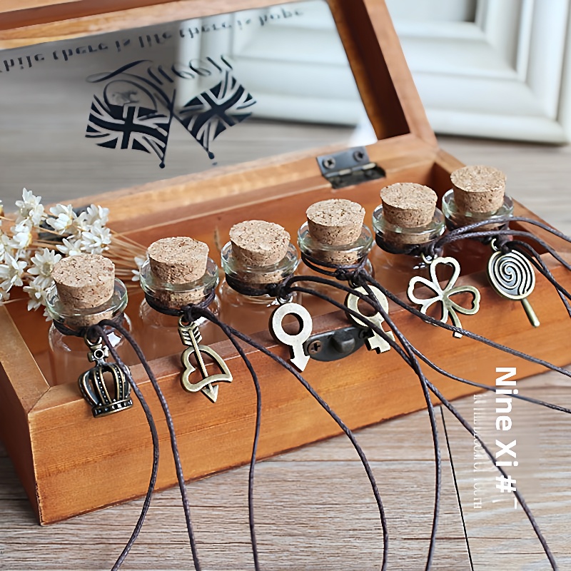 10祇包邮怀旧覆古木塞许愿瓶迷你玻璃工艺品小型创意学生生日礼物