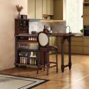 中古风实木吧台柜黑胡桃木双面可伸缩家用隔断可收纳酒柜吧椅组合