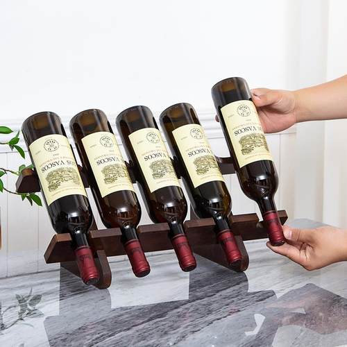 橡胶木红酒架倒放酒架摆件简易实木葡萄酒架客厅酒柜红酒收纳层架
