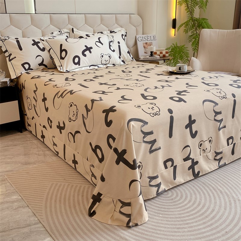 秋冬季厚磨毛全棉床上用品床单被套三件E套加大245*250*270cm