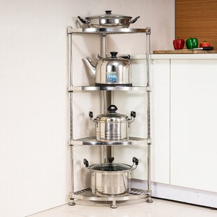 304不锈钢转角置物架厨房卫生间三角I架子多层狭窄墙角锅具收纳架