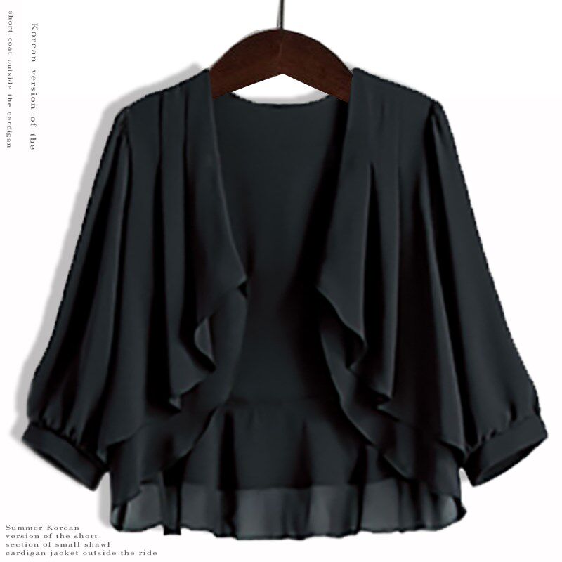 夏季短款外套雪纺开衫百搭小披肩旗袍外搭春秋天薄款女士坎肩3391