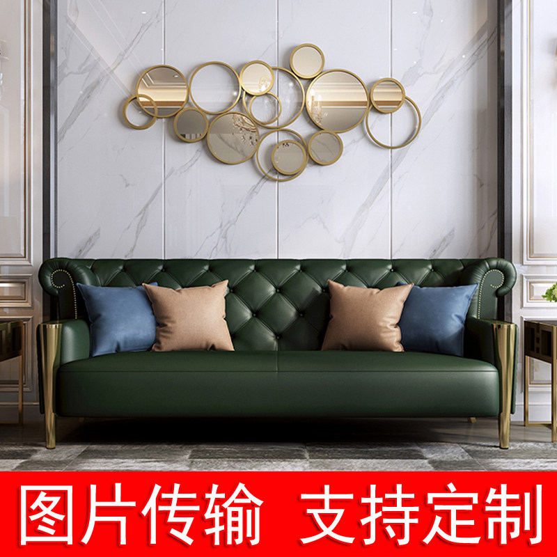 欧式铁艺壁饰镜子别墅客厅沙发背景墙面装饰镜玄关圆形金属壁挂件
