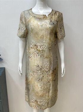 妈妈夏装气质连衣裙中年女装40岁50洋气中老年女收腰裙子宽松长裙