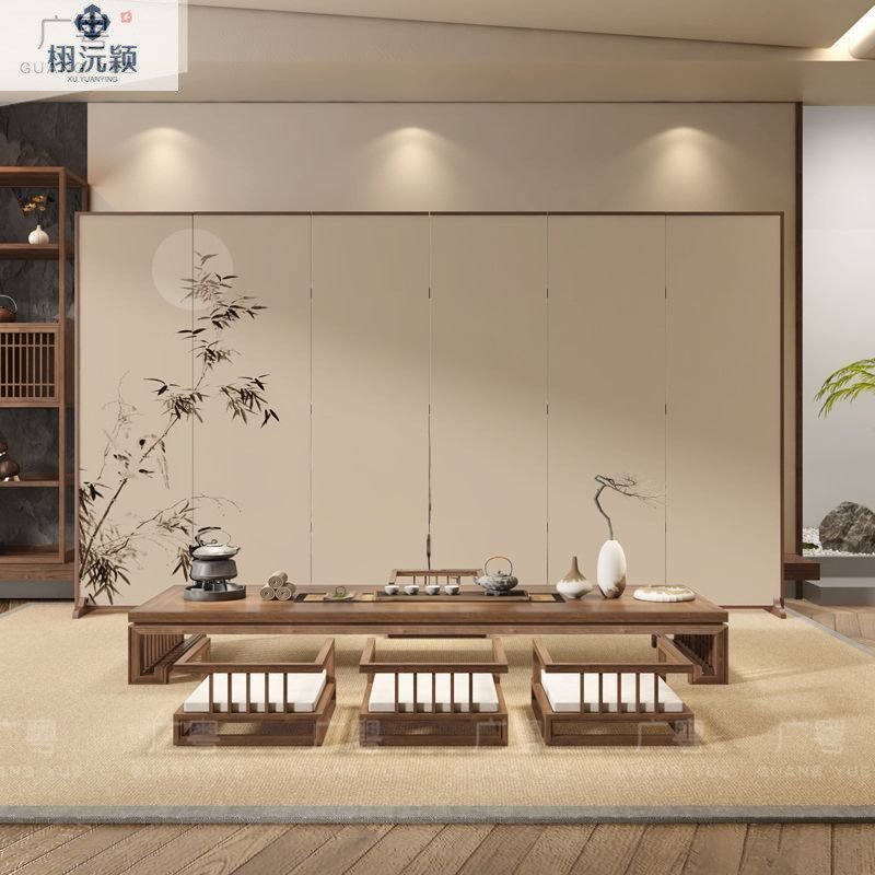 茶室折叠移动遮挡装饰折屏布艺屏风隔断客L厅入户玄关新中古办公