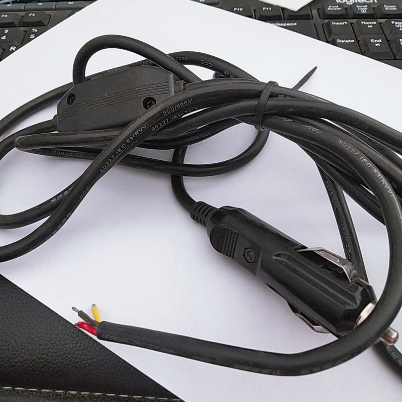 带开关汽车车载点烟器插头带线保险丝LED指示灯12V24V电源线通用