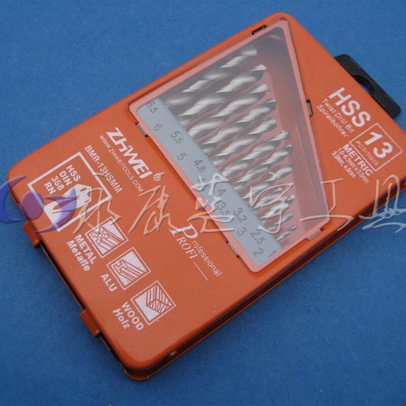 铁盒13PC套装高速钢麻花钻头