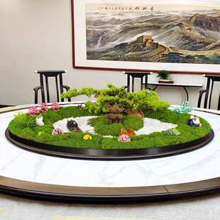 新中式餐桌件沙盘造33461景圆桌中心摆装饰酒店大桌圆中桌间转盘