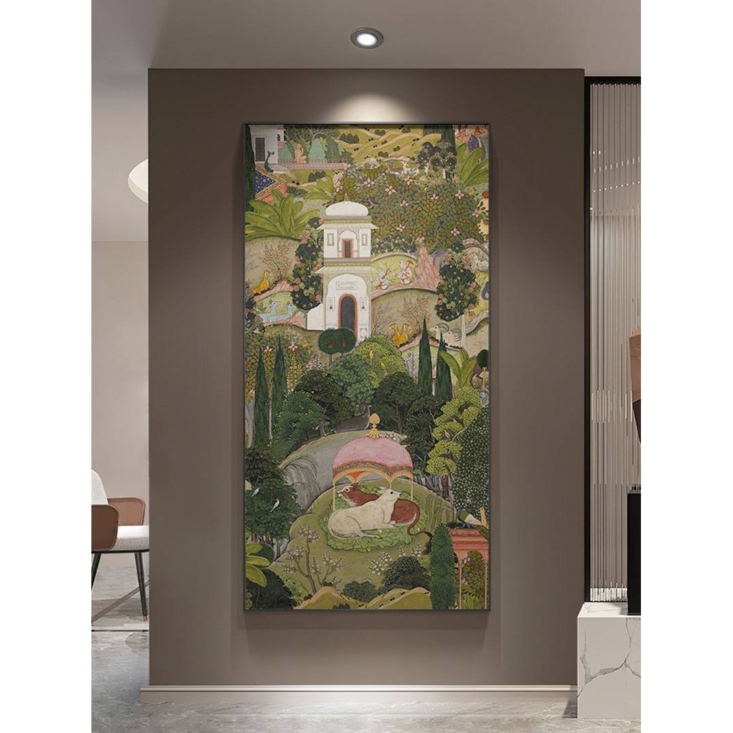 浦尔花园印度风情复古抽象画入户玄关装饰画个性走廊过道尽头挂画图片