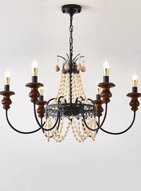 法式复古中古客厅吊灯师设计实美53714木艺术式民宿别墅厅卧室餐