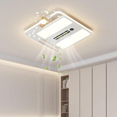 客厅数显用无叶风扇灯现353代约气家电扇大一体简负离子净化卧室