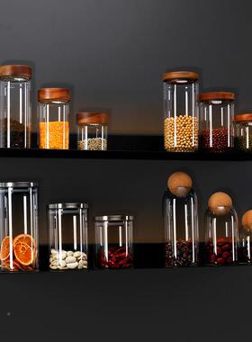 板210718房间厨房密封罐分装瓶橱柜玻璃样储物摆件罐创装意软拍照