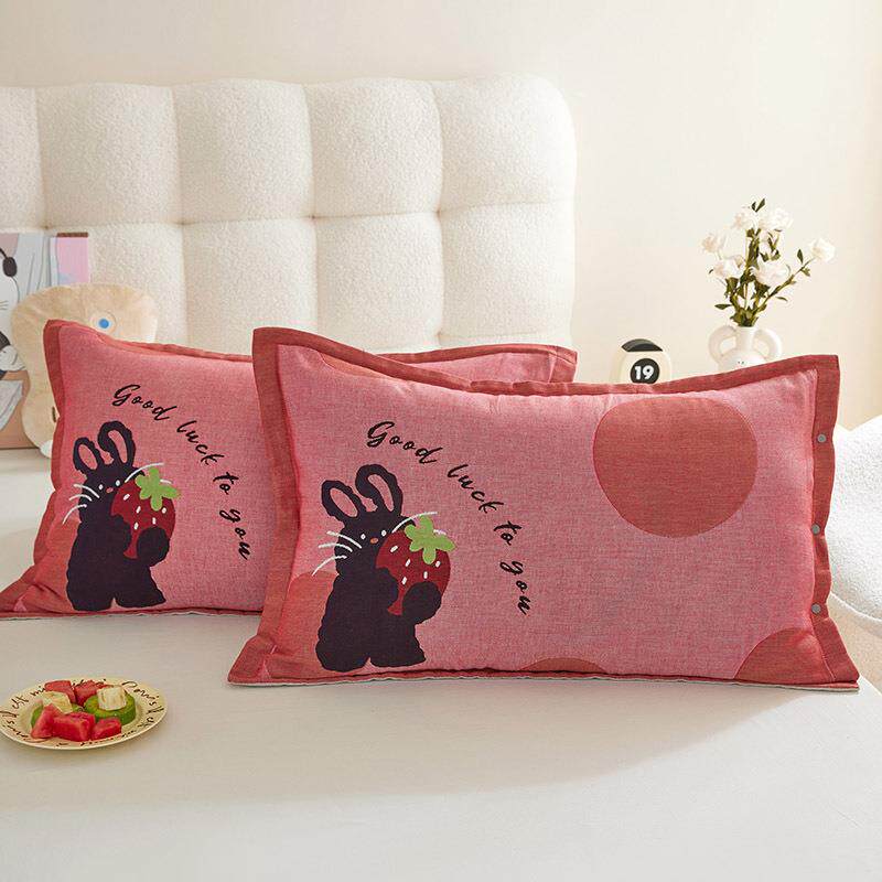 纯棉纱布枕套单个幼儿园4宝宝头枕芯胆套全棉卡通枕套KQU48x7内四