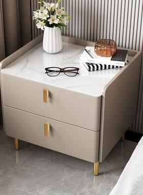 简约现代保床BQA实头柜纯木岩板轻奢环卧室加高储物极简高档收柜