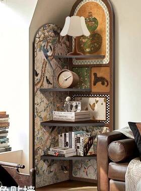 中古风墙F99MJS59角转角柜落地摆件厅电视柜客转角置靠物架多层边