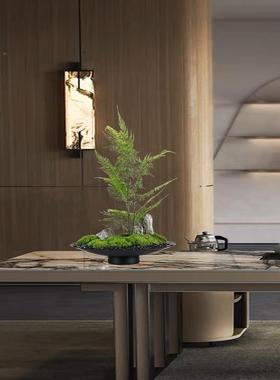 中式盆栽关青苔玄微景观永软装生23071摆柜件茶室花器文竹铁艺书