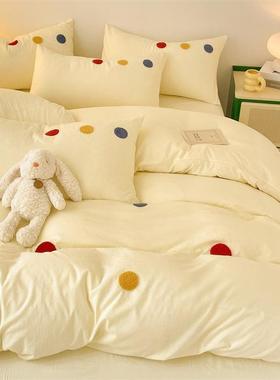 A类母婴级水洗毛棉巾绣柔四件超婴儿棉儿童床品学KLQ生宿舍套三件