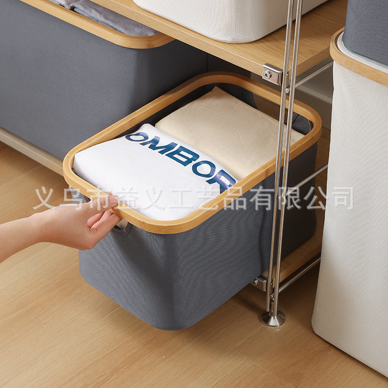 跨境脏衣篮家用收纳筐可折叠洗衣篮竹制布艺高颜值放衣服的收纳篮