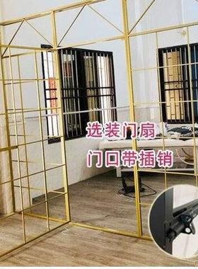 折屏风隔断用免孔送帘子叠家卧室BTW挡床出租房玄关隔断墙打铁艺