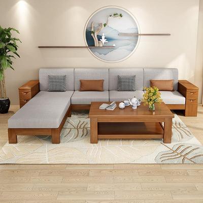 中式实木沙发组约人MOE合现代简三位小村户型客厅家具布艺农木沙