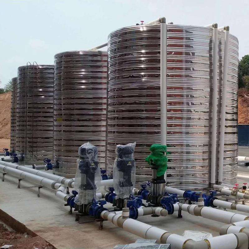 3圆形304锈钢保温水温箱吨6t空气能热泵REC保水塔卧式承压水箱不5