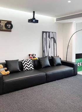 小户型黑色四人位沙发现代排三极简客厅沙发MHO沙意式腐网红直豆