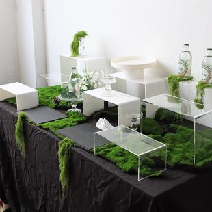 商务歇蛋糕架黑色系甜品台透明亚克力梯阶WAP茶展白示架婚礼下午