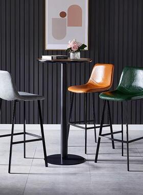 用吧台JMV椅现代简艺约家吧椅靠背铁脚高凳酒吧前台高椅子轻奢皮