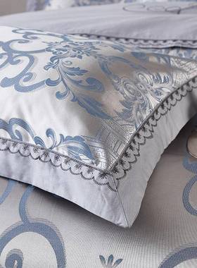 新款高档全棉结婚喜庆套枕一装枕大红色贡FMM缎提花纯棉对枕芯套