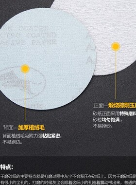 7寸/9寸180mm金牛白砂圆盘拉绒打磨片气磨机植绒自粘干磨砂纸包邮
