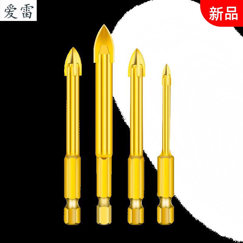 瓷砖玻璃6mm三角钻头超硬陶瓷玻化砖打孔镀钛六角十字钻麻花转头