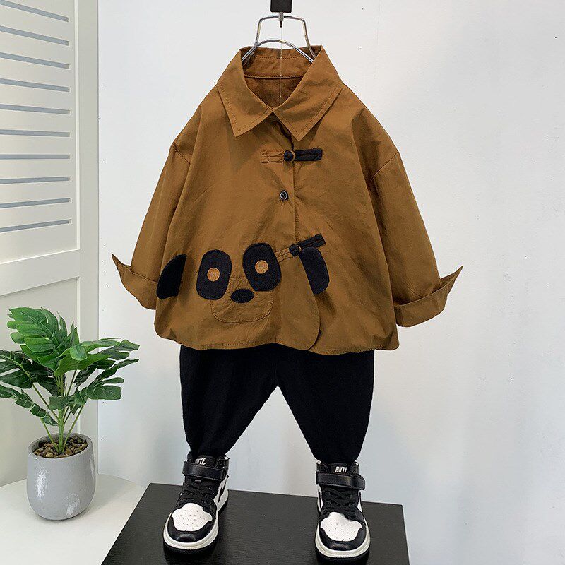 男童秋季2023新款套装儿童秋装潮帅气时髦M宝宝韩版洋气衬衫两件