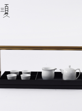 新中式金属手提茶盘茶具客厅茶A几陈设饰品样板房茶室桌面装饰摆