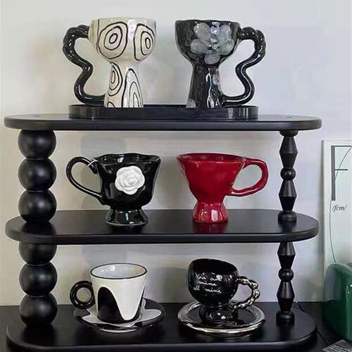 简约桌面杯架置h物架多层咖啡杯架茶杯水杯收纳架子中式茶具摆件