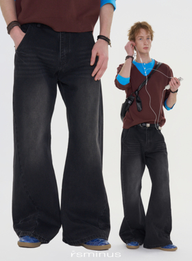 rsminus男女同款宽松美式简约阔腿小微喇牛仔裤2026春季新款裤子