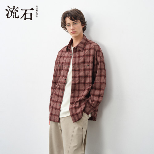 riverstone男款纯棉文艺复古衬衣