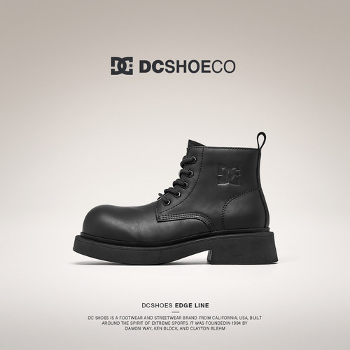DCSHOES大头德比马丁靴黑色皮靴