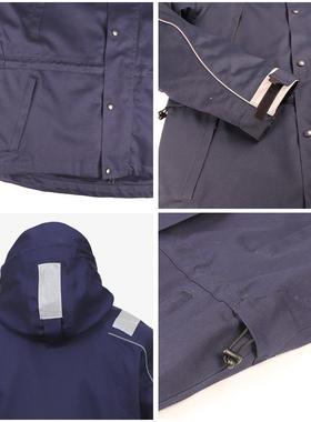 连带衣帽80159反工光劳保服携内胆防寒雪地作防水马甲工服地服装