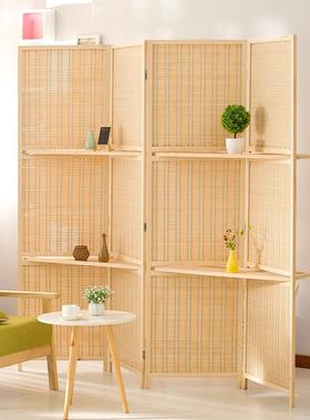 。实木中式竹屏隔断墙遮挡简约现F76578JJ折编叠移动办公室风客厅