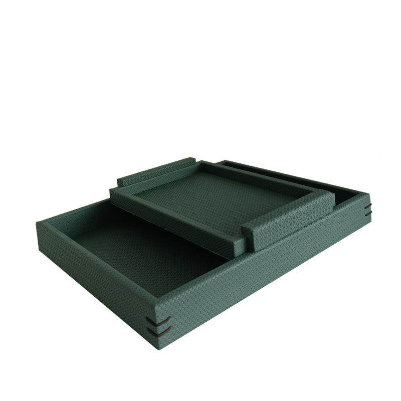 代现轻奢木质皮盘革可拆分长方形两套托样板间酒店客厅TZF茶件几