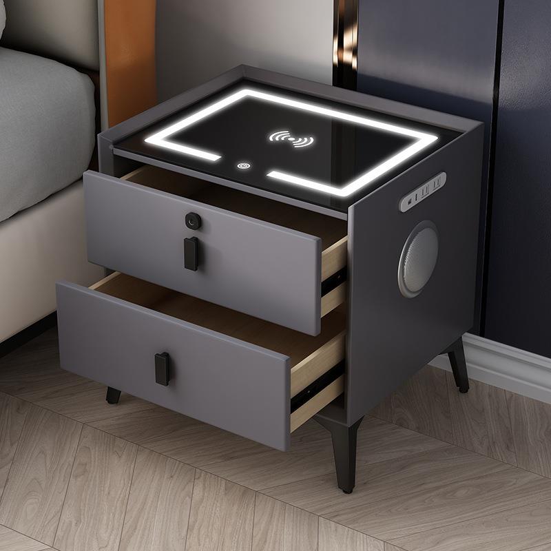智柜能床头现代简约软包网极简易无线红充电WBF主卧室多功奢能轻