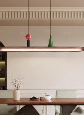 极简椭圆餐厅吊条灯中古风长灯胡创意个色性现代简约RRA桃木回旋