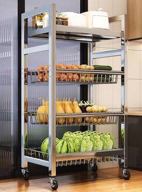 菜篮微AL102435波炉收纳架家架用多功能厨移房动不锈钢子置物落地