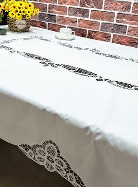 如花开欧花式心百代丽白色布DCY餐桌布茶几布边床头柜蕾丝盖布