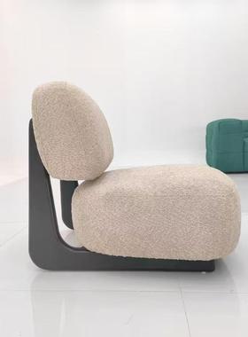 简约风羊单驼奢绒可爱人沙椅实发木日式落地QEY懒人网红休闲轻椅